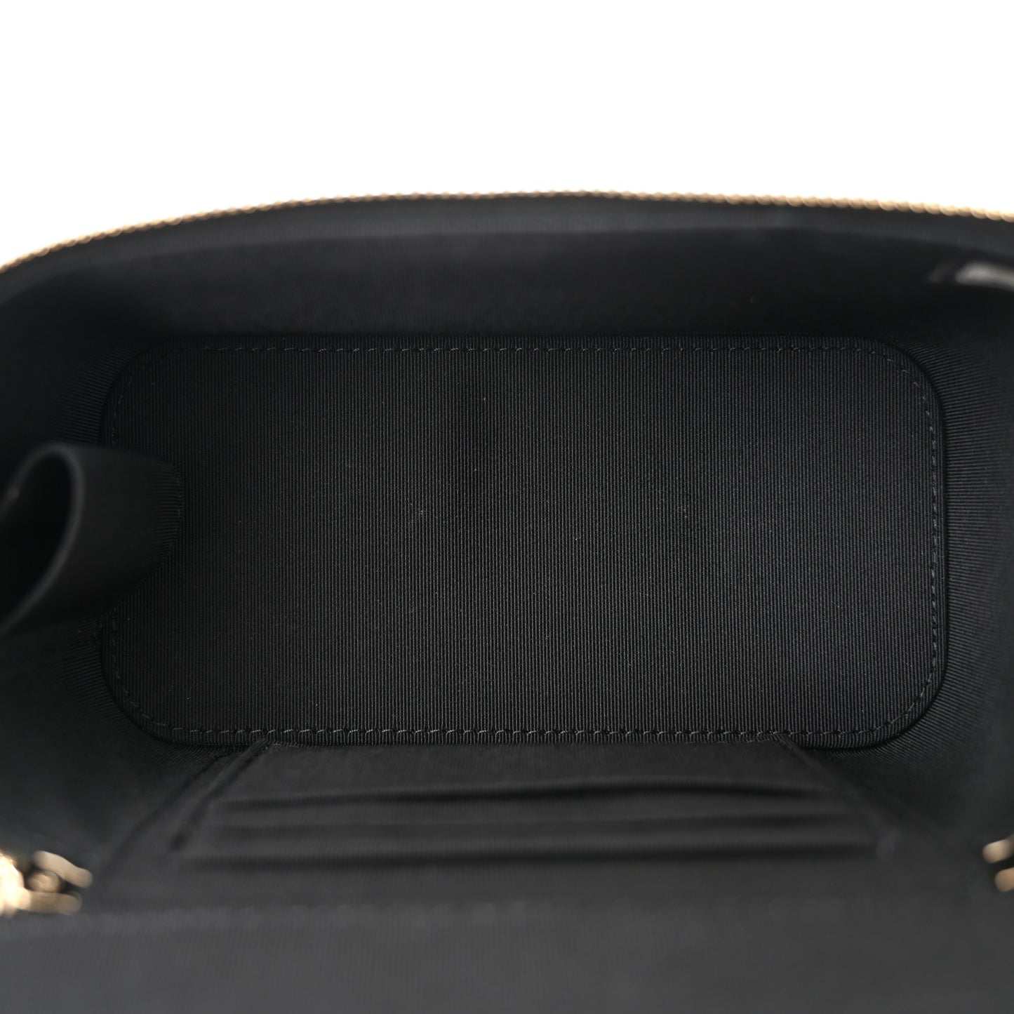 Lambskin Camellia Embossed Small Vanity Case With Chain Black