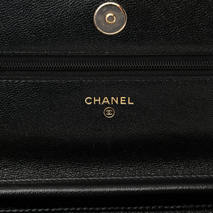 Chanel Caviar Quilted Textured CC Wallet On Chain WOC Black 6 of 11