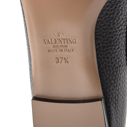 Valentino Garavani Pebbled Calfskin Rockstud Cage Ballerina Flats 37.5 Black 6 of 8