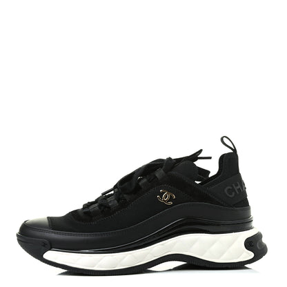 Chanel Velvet Calfskin Mixed Fibers CC Sneakers 38 Black 1 of 9