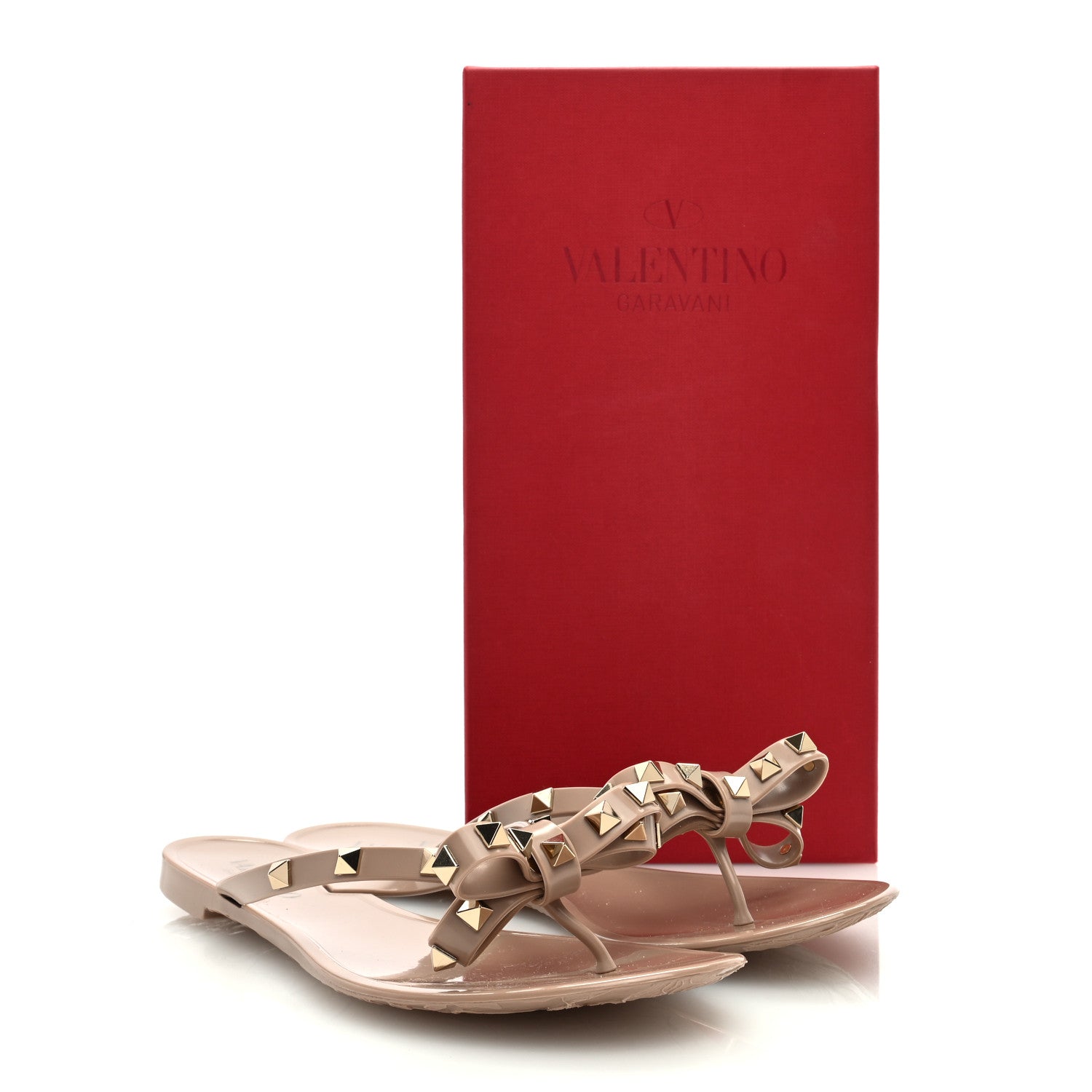 Valentino Garavani PVC Jelly Rockstud Bow Thong Sandals 39 Poudre 8 of 8