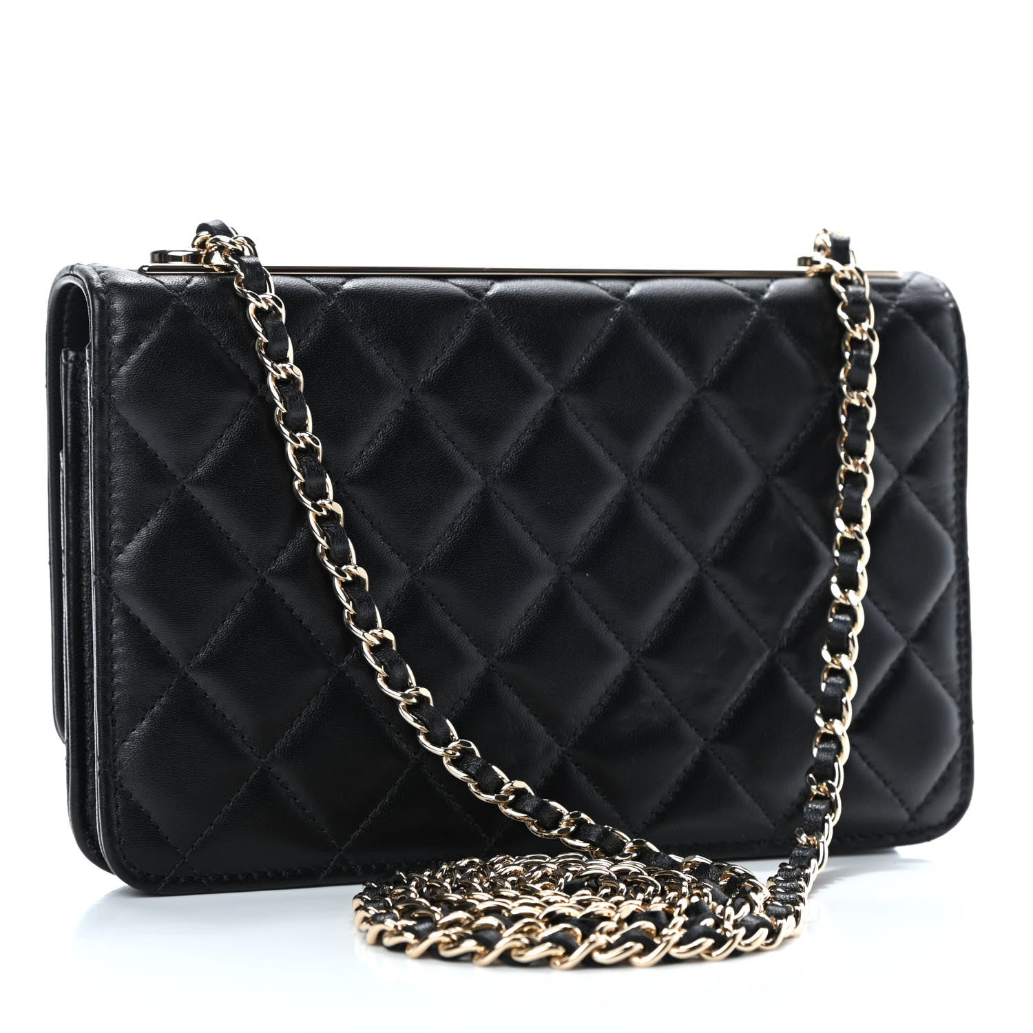 Chanel Lambskin Quilted Trendy CC Wallet On Chain WOC Black 2 of 5