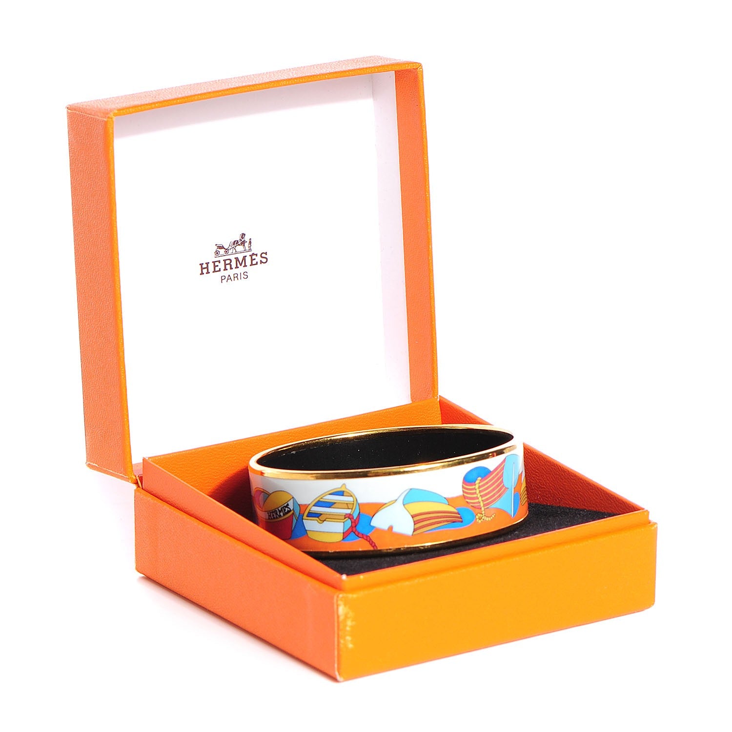 Hermes Enamel Printed Boats Wide Bracelet 62 5 of 5