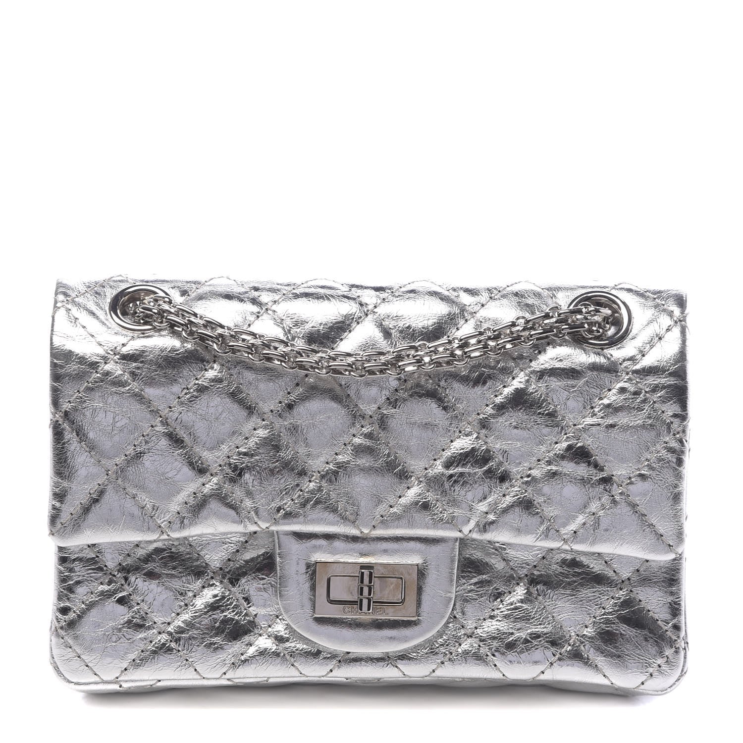 Chanel Metallic Aged Calfskin Quilted 2.55 Reissue 224 Flap Silver 1 of 11