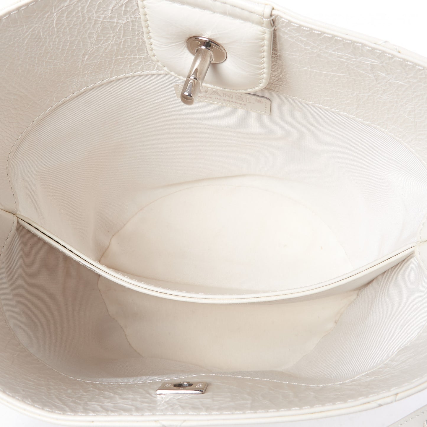 Aged Calfskin Stitched Shoulder Bag White