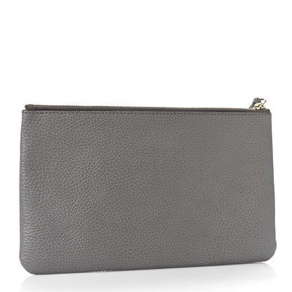 Gucci Calfskin Large Bamboo Clutch Grey 3 of 9