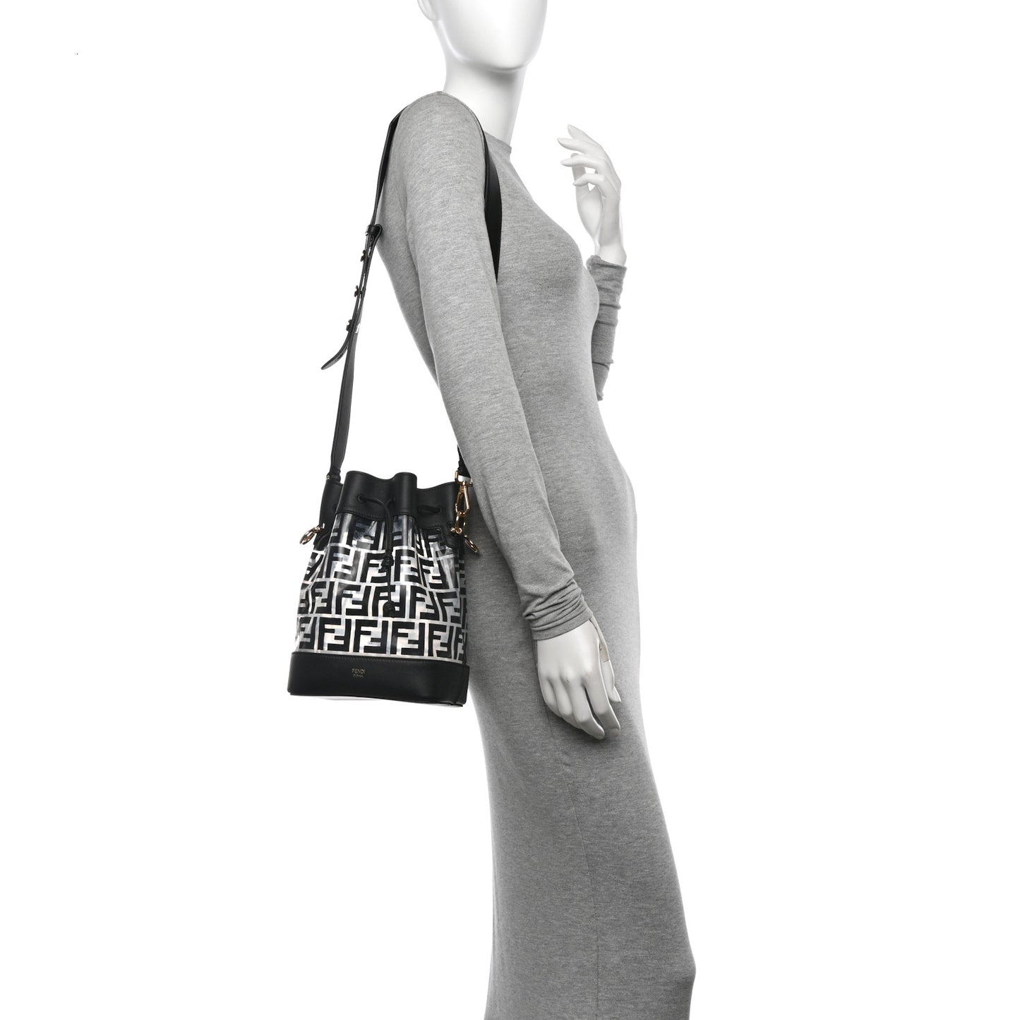 TPU FF Vitello Grace F is Fendi Grande Mon Tresor Bucket Bag Black