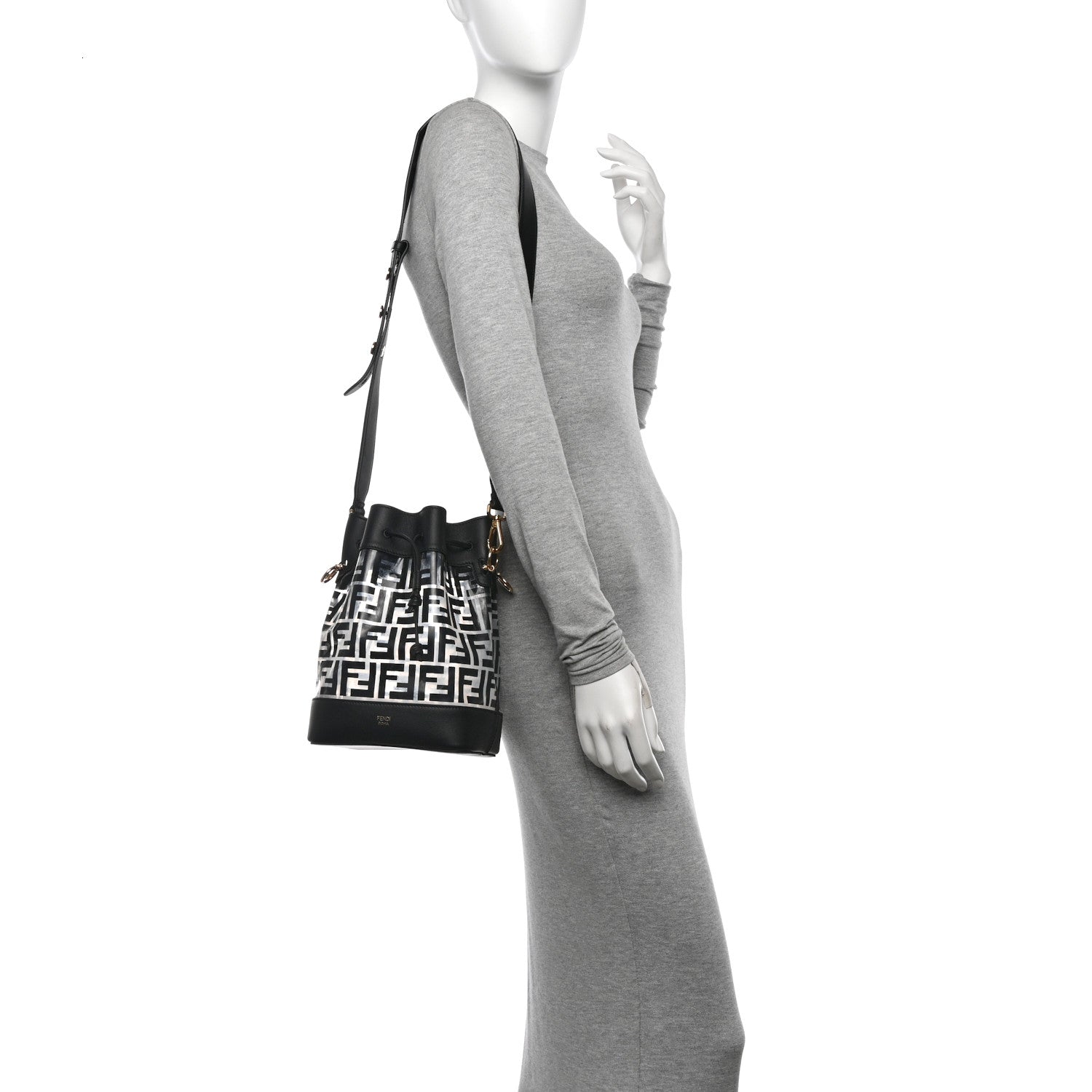 Fendi TPU FF Vitello Grace F is Fendi Grande Mon Tresor Bucket Bag Black 2 of 11