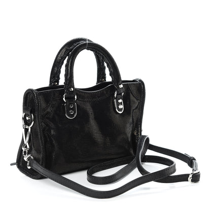 Balenciaga Lizard Embossed Agneau Silver Metallic Edge Hardware Nano City Black 3 of 10