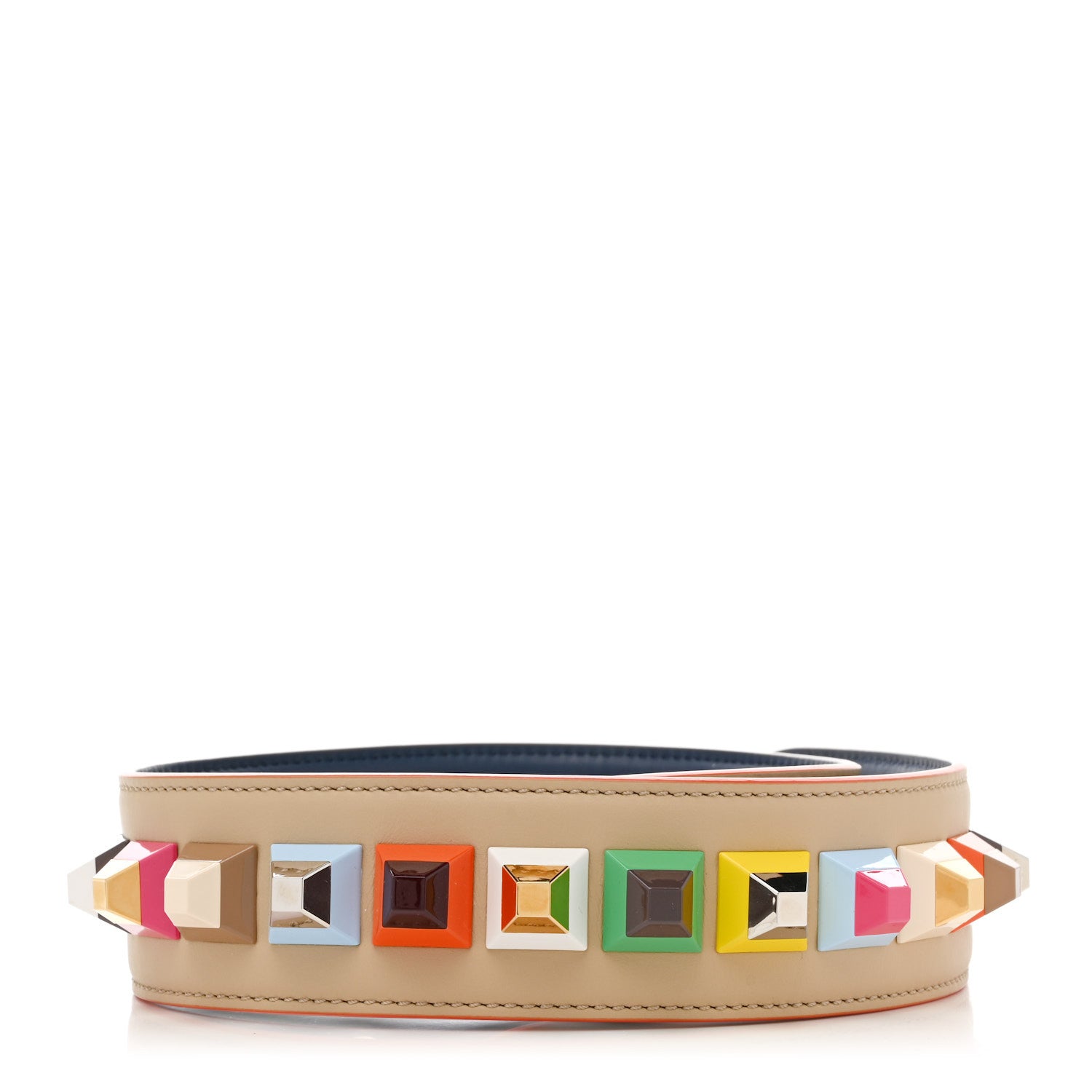 Fendi Vitello Century Plexiglass Bi-Color Studded Strap You Amido Blue Scuro 2 of 4