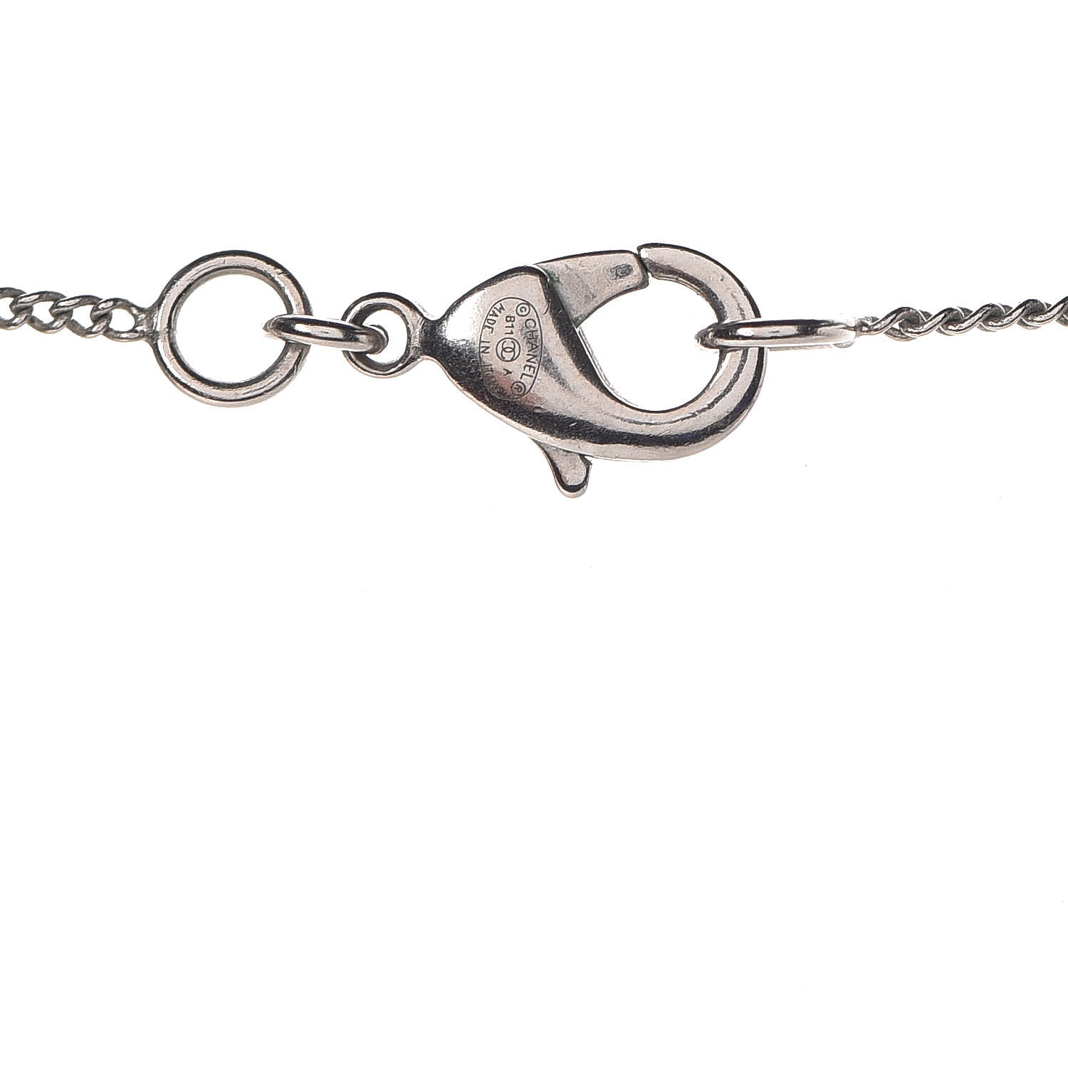 Chanel Crystal Baguette CC Necklace Silver 5 of 6