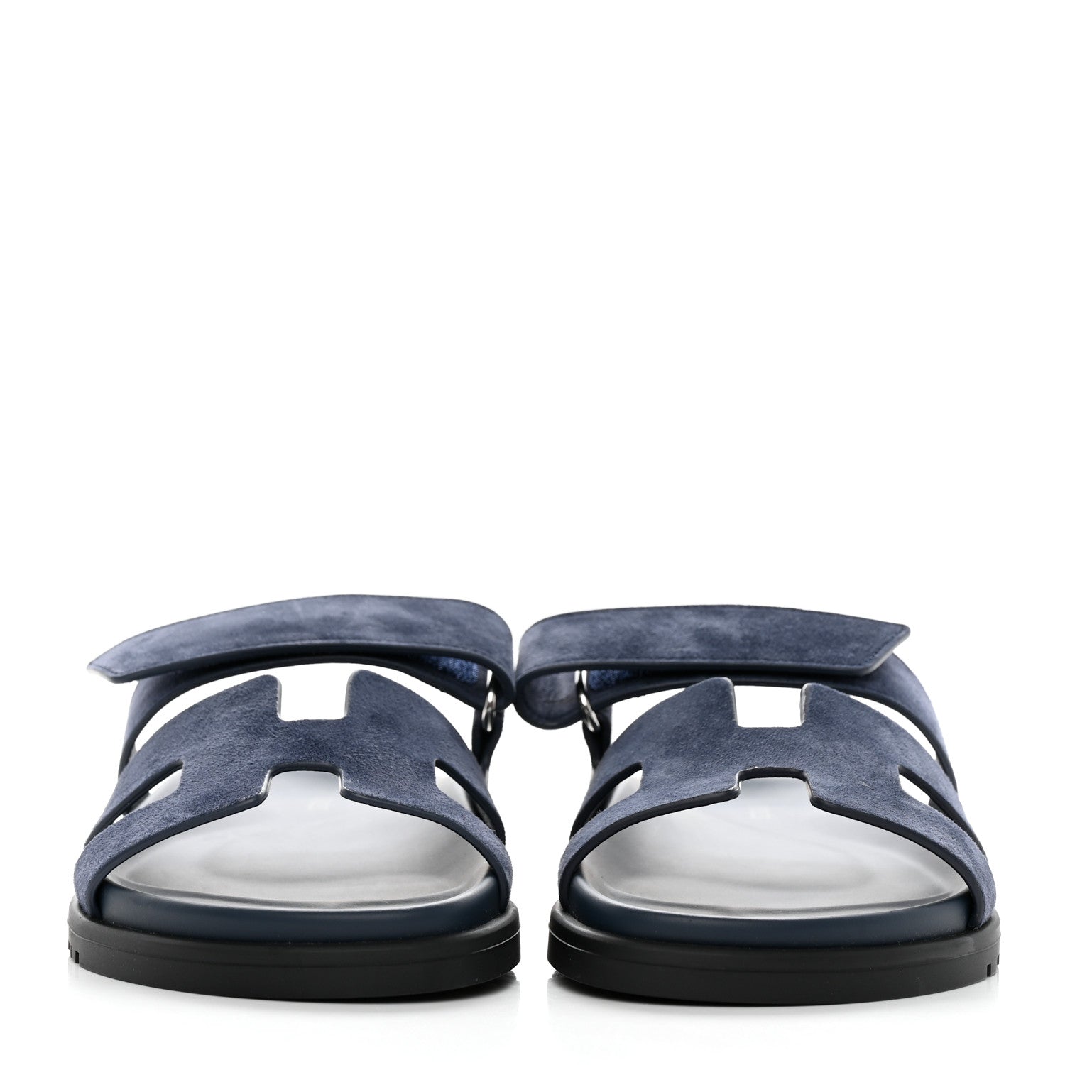 Hermes Suede Goatskin Womens Chypre Sandals 37.5 Bleu Celeste 2 of 10