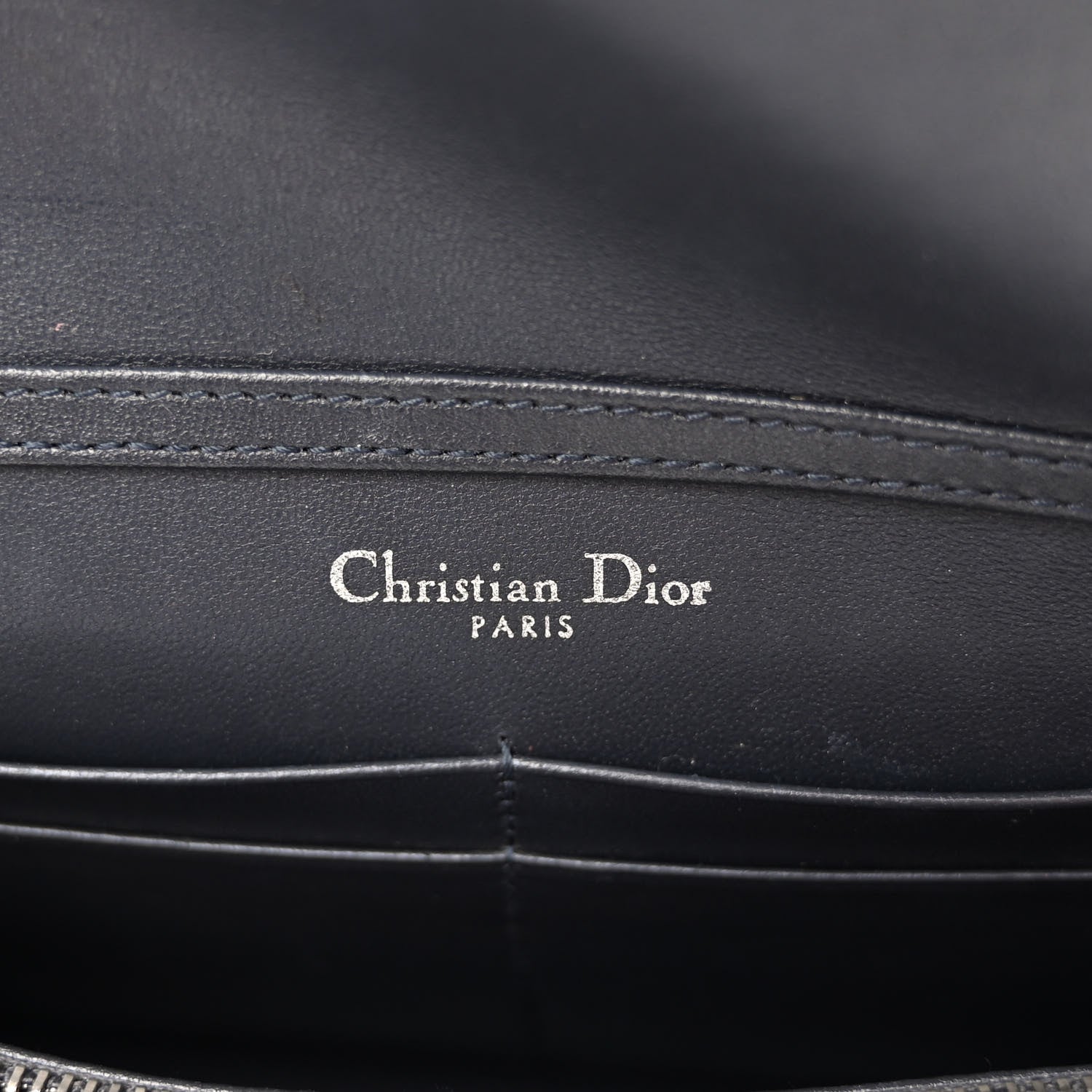 Christian Dior Metallic Patent Micro-Cannage Diorama Wallet on Chain Pouch Silver 6 of 9