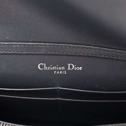 Christian Dior Metallic Patent Micro-Cannage Diorama Wallet on Chain Pouch Silver 6 of 9