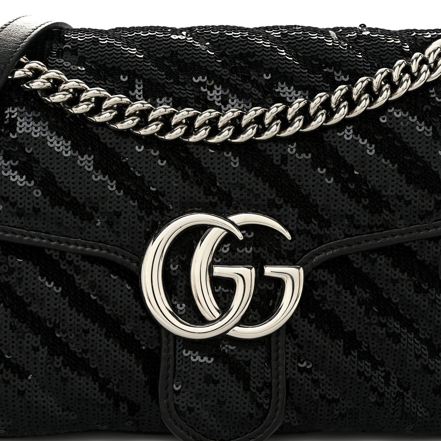 Sequin Matelasse Small GG Marmont Shoulder Bag Black