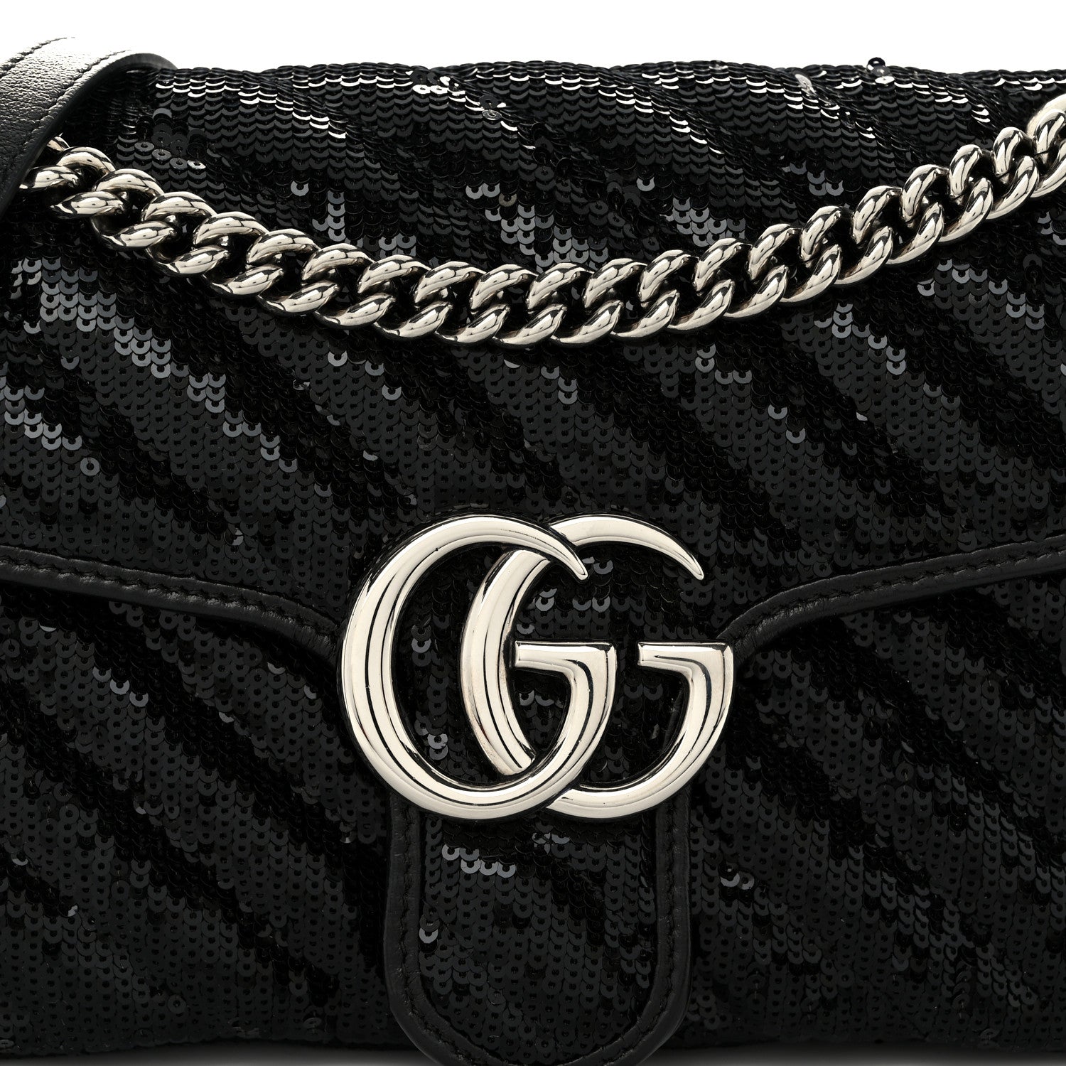Gucci Sequin Matelasse Small GG Marmont Shoulder Bag Black 8 of 10