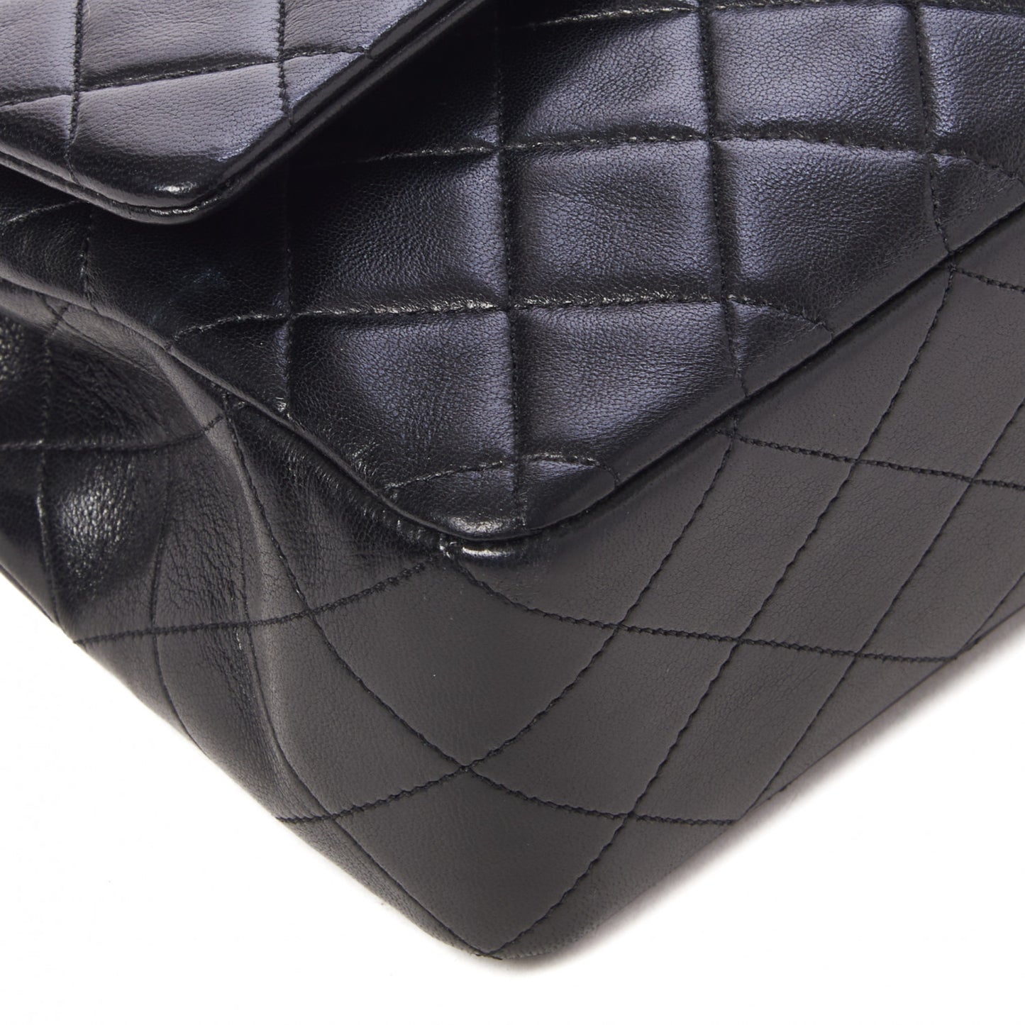 Lambskin Quilted Medium Double Flap Black