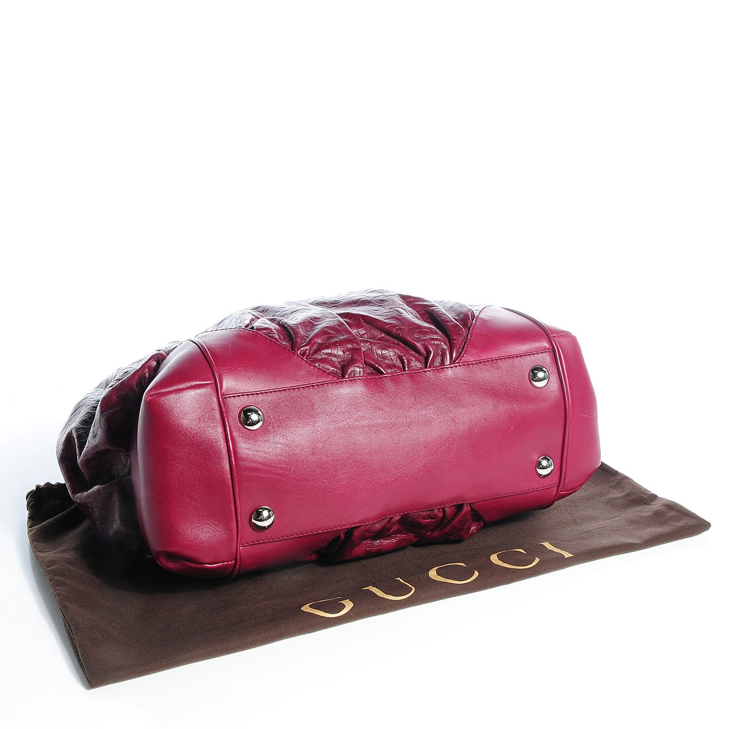 Horsebit Embossed Full Moon Tote Dark Red