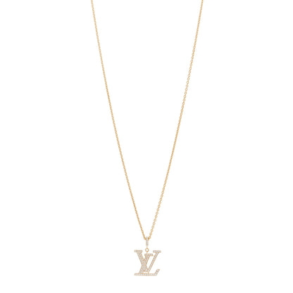 Louis Vuitton 18K Yellow Gold Diamond Medium LV Pendant Necklace 1 of 4