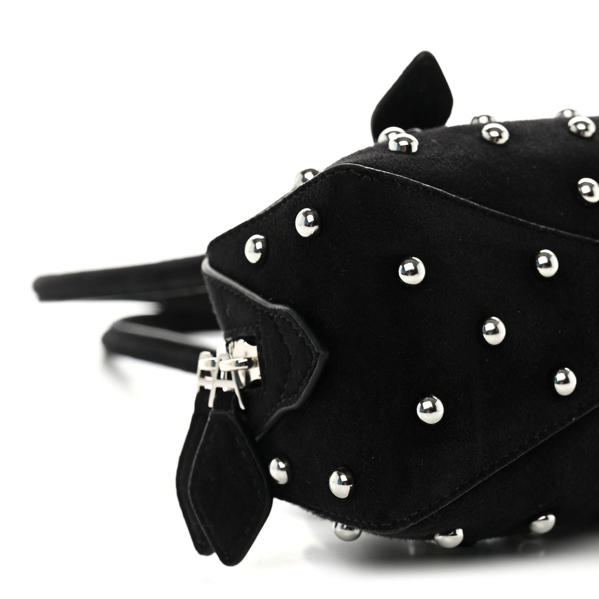 Nubuck Studded Small Le Teckel Bag  Black
