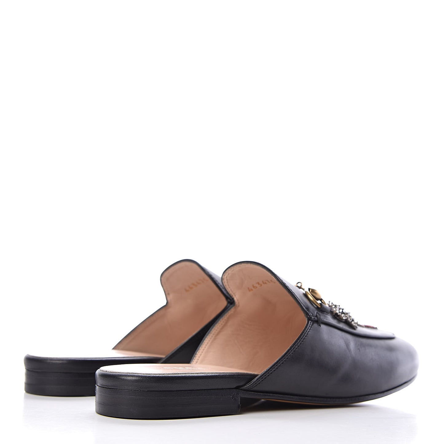 Calfskin Crystal Tiger Embroidered Womens Princetown Slippers 37 Black