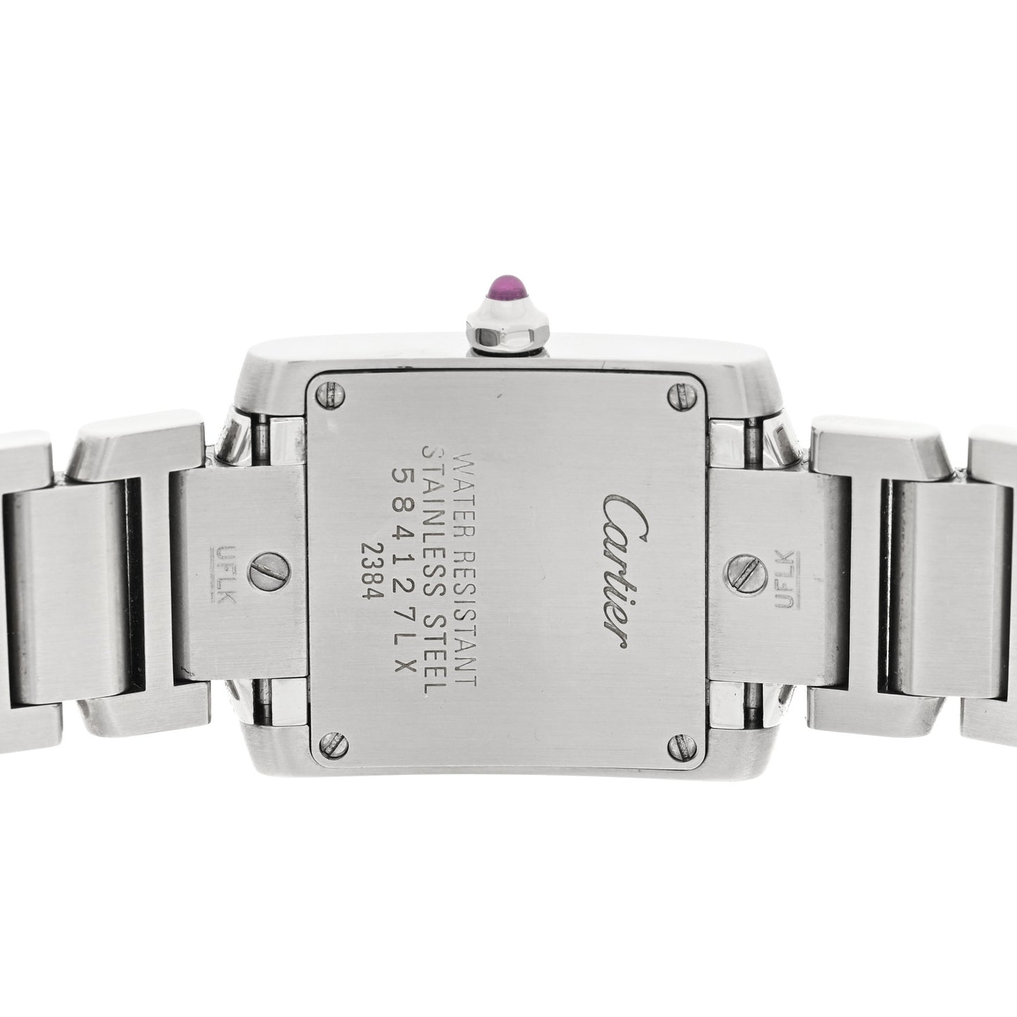 Stainless Steel Pink Mother of Pearl 20mm Tank Francaise Quartz Watch