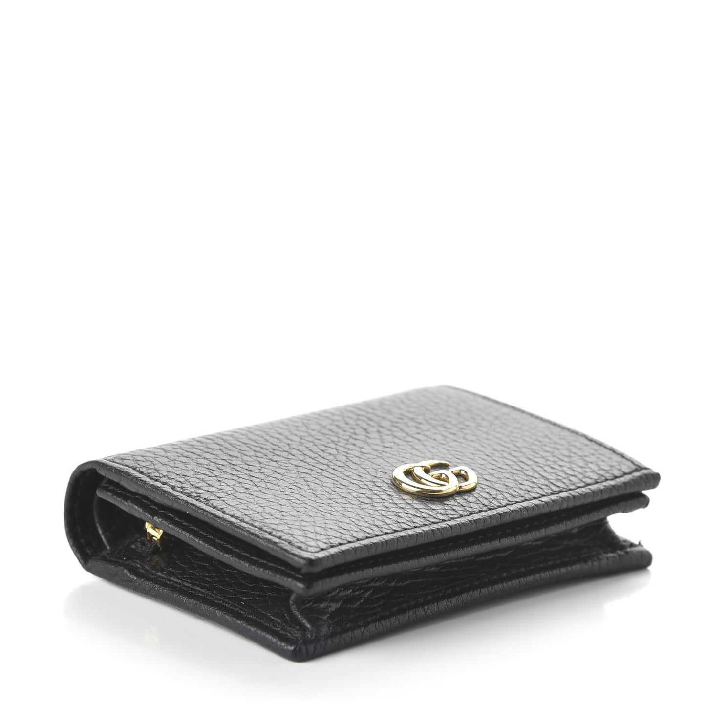 Pebbled Calfskin GG Marmont Card Case Black
