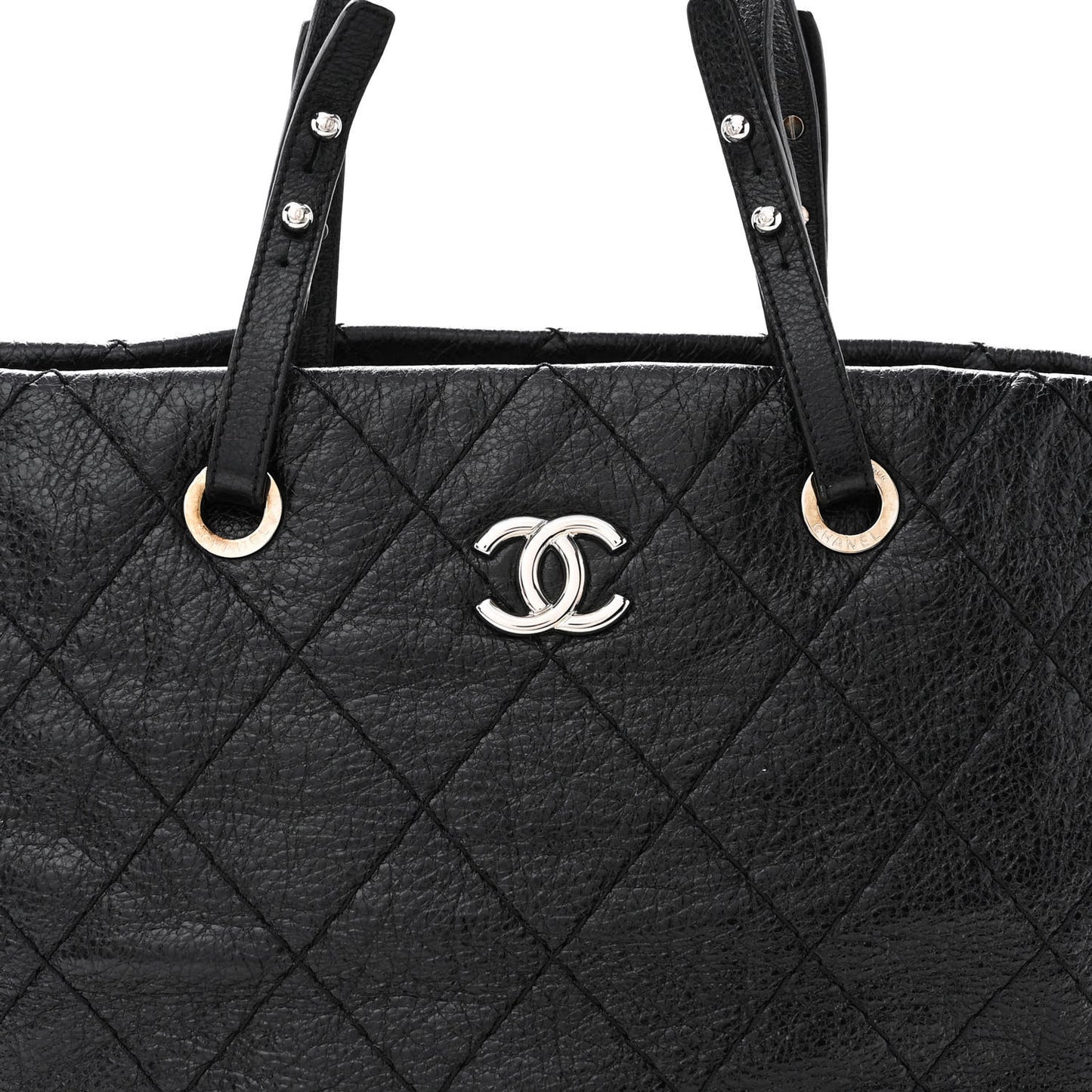 Glazed Calfskin Large On The Road Tote Black