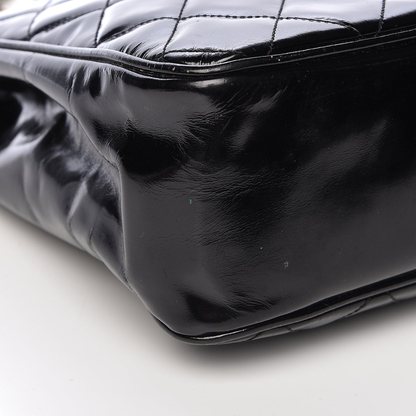 Patent Quilted Tote Black