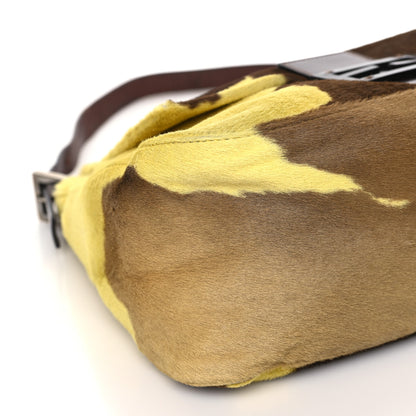 Fendi Calf Hair Cow Print Mama Baguette Yellow Brown 8 of 14