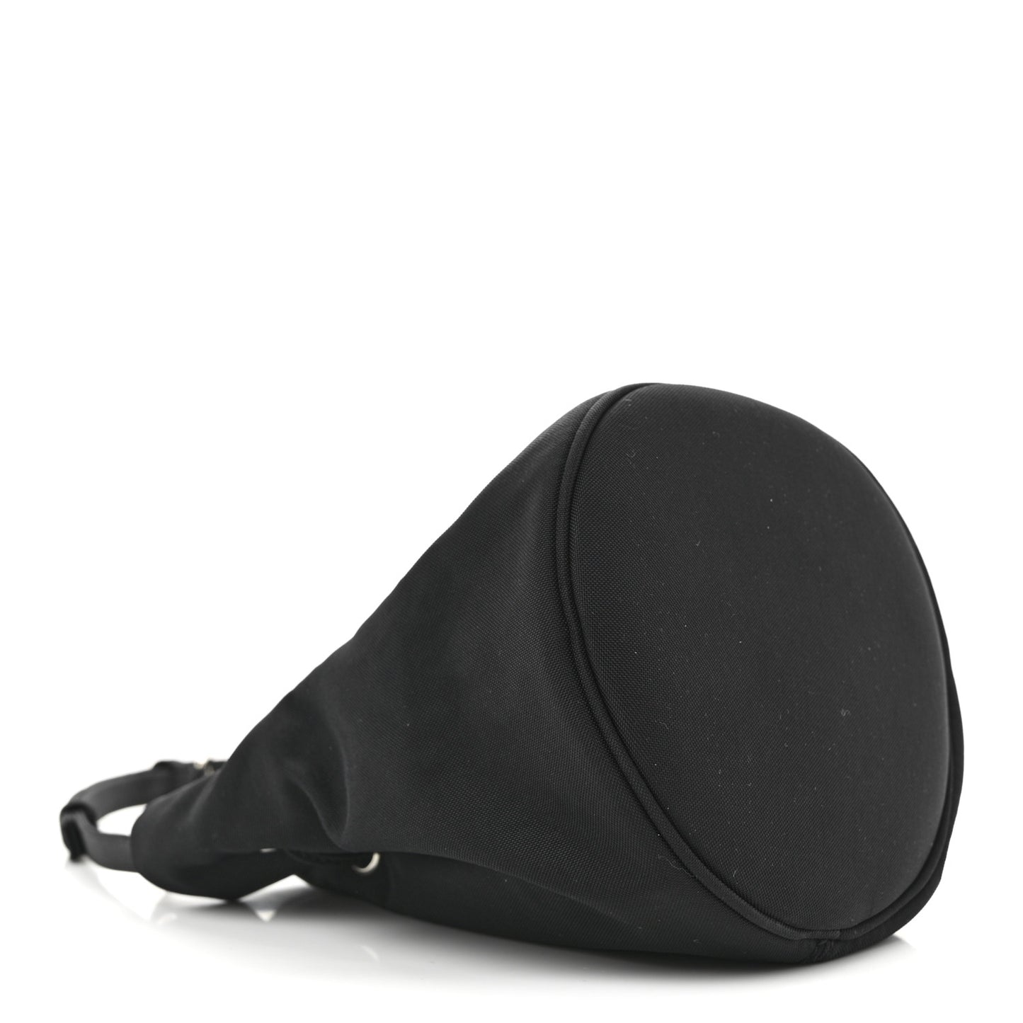 Recycled Sport Nylon Logo Embroidered Wheel Drawstring Bucket Bag Black White Black White