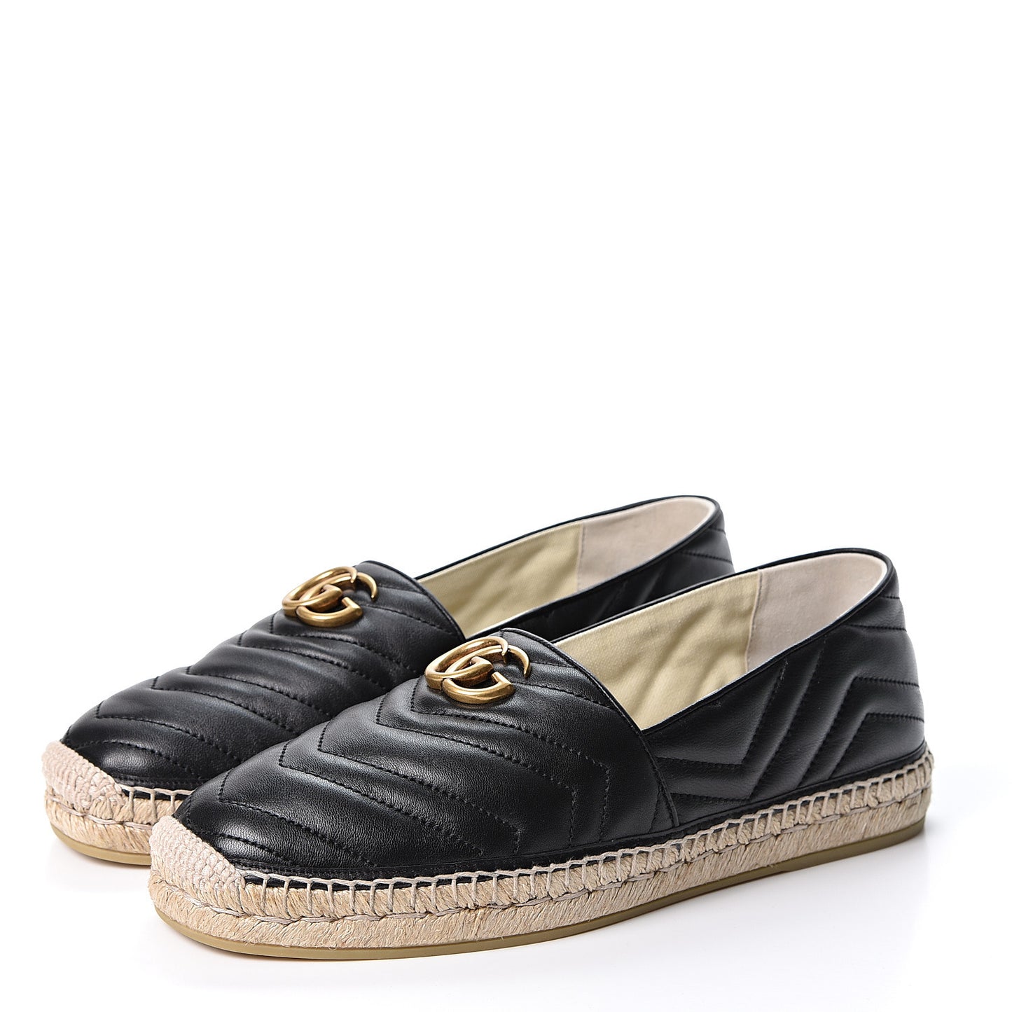 Nappa Matelasse Mens GG Marmont Espadrilles 10 Black