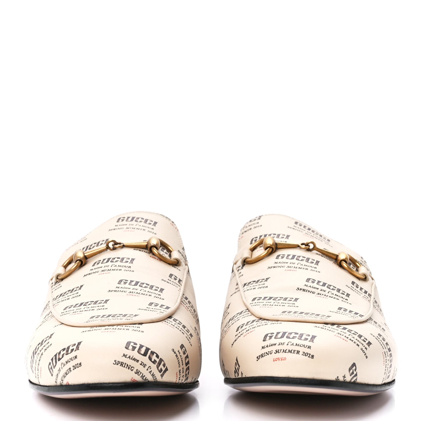 Calfskin Stamp Print Womens Princetown Slippers 39 Soy Black