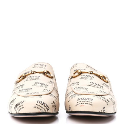 Gucci Calfskin Stamp Print Womens Princetown Slippers 39 Soy Black 2 of 8
