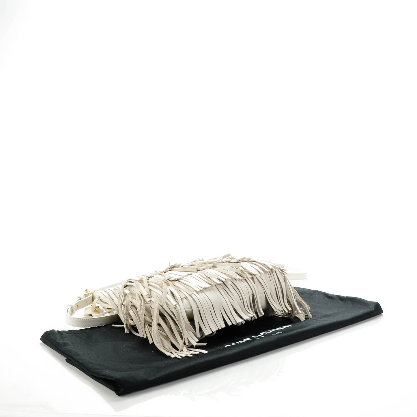 Calfskin Small Emmanuelle Fringe Hobo Dove White
