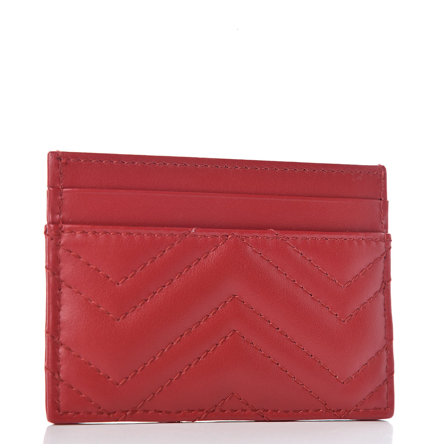 Calfskin Matelasse GG Marmont Card Holder Hibiscus Red