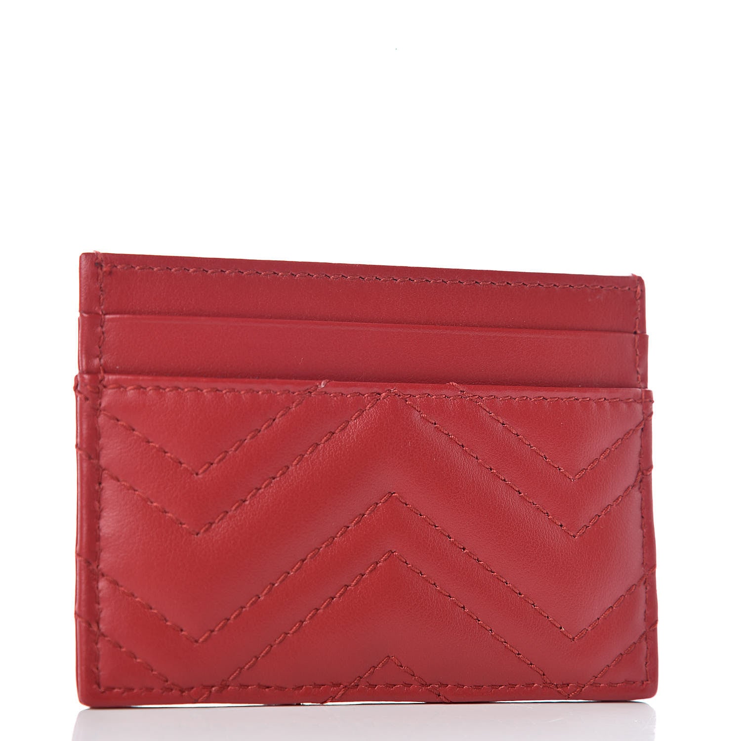 Gucci Calfskin Matelasse GG Marmont Card Holder Hibiscus Red 3 of 7