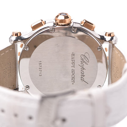 Chopard Stainless Steel 18K Rose Gold Alligator 5 Diamond 42mm Happy Sport Chronograph Quartz Watch 6 of 11