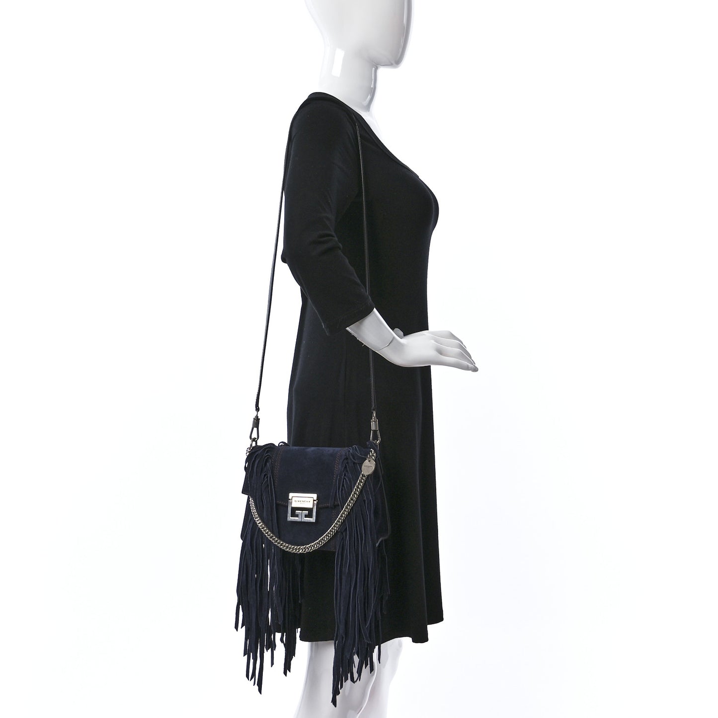 Suede Fringe Small GV3 Shoulder Bag Blue