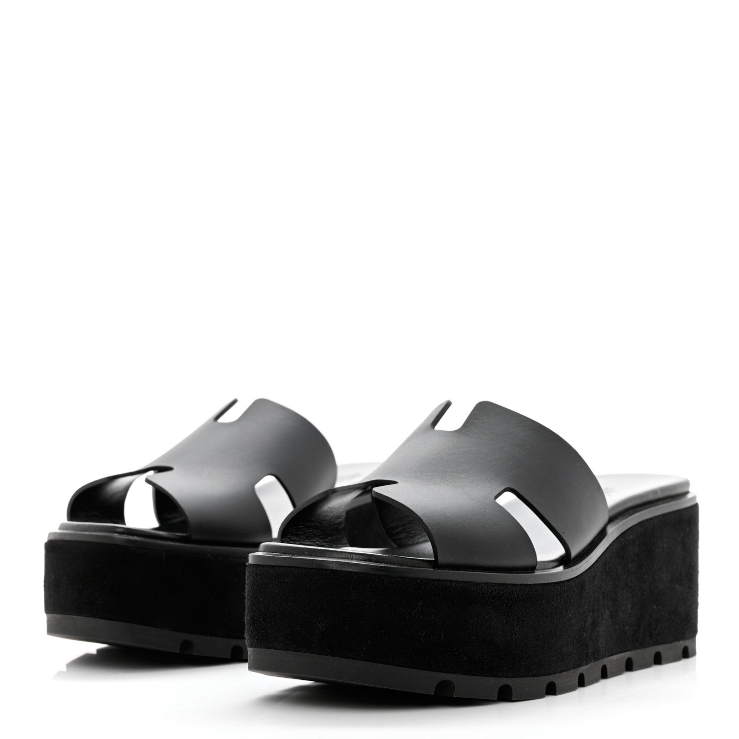 Hermes Calfskin Suede Eze 30 Sandals 38 Black 3 of 12