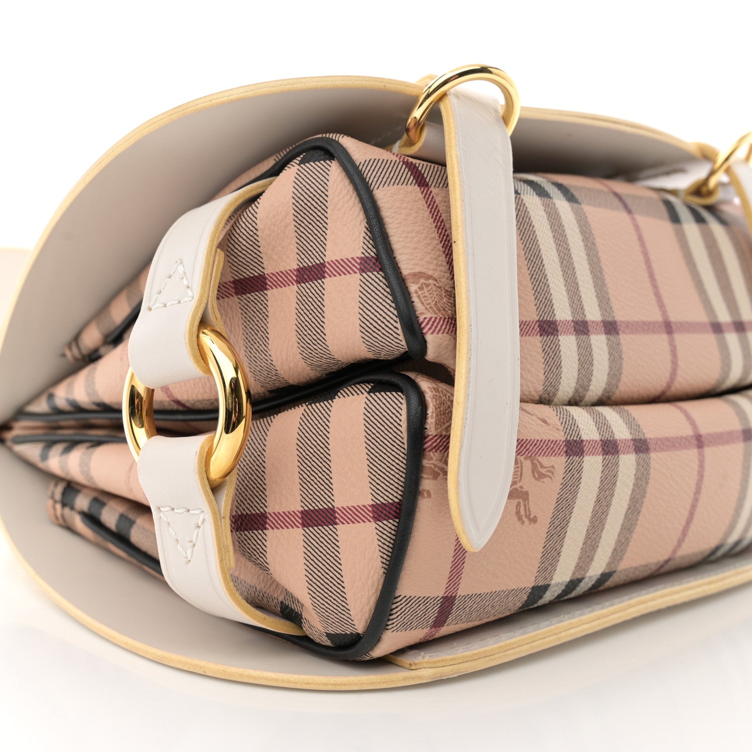 Burberry Calfskin Haymarket Check Large Bridle Saddle Bag Natural 9 of 13
