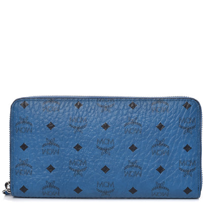 MCM Visetos Large Zip Around Wallet Munich Blue 1 of 8