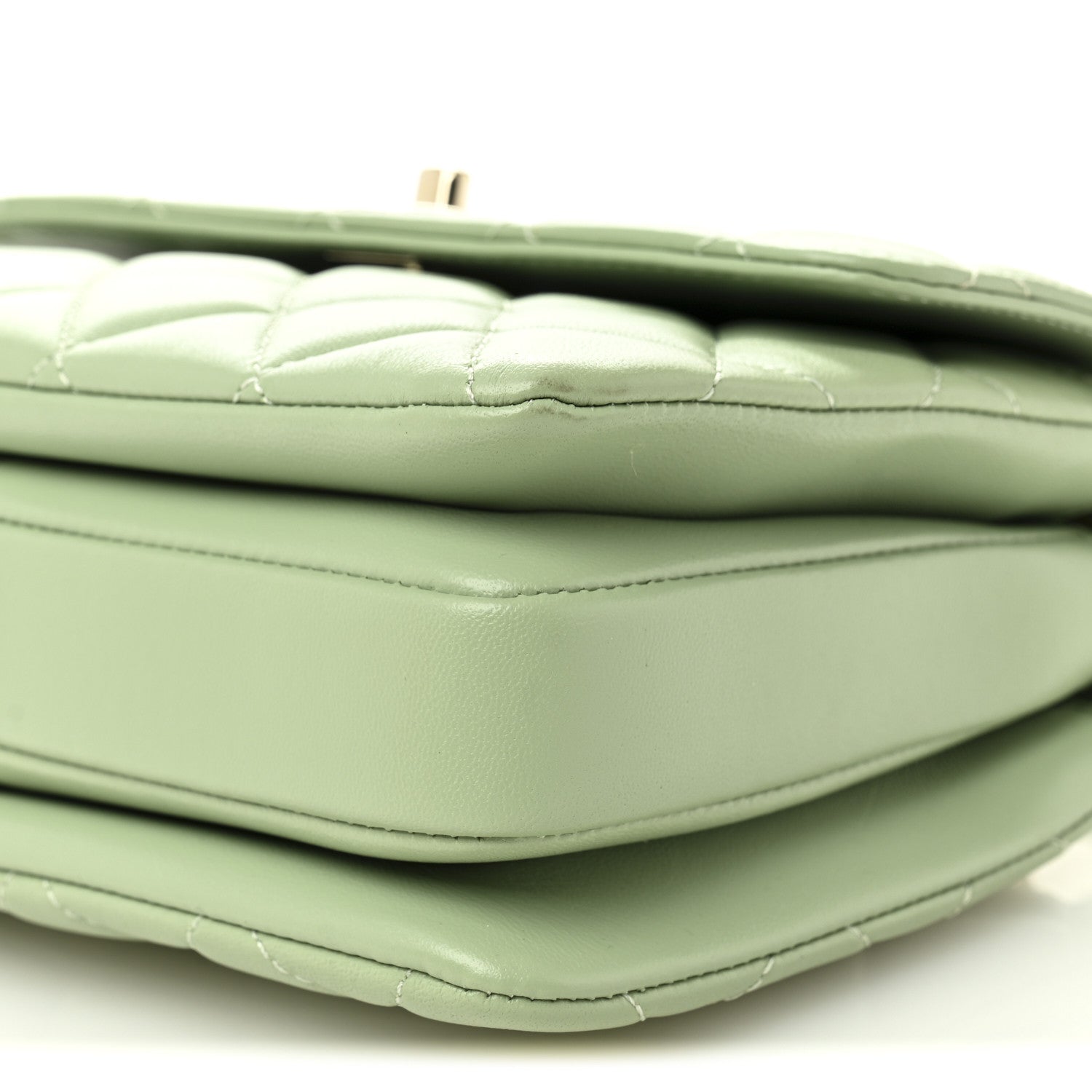 Chanel Lambskin Lacquered Quilted Mini Trendy CC Dual Handle Flap Bag Light Green 10 of 11