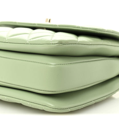 Chanel Lambskin Lacquered Quilted Mini Trendy CC Dual Handle Flap Bag Light Green 10 of 11