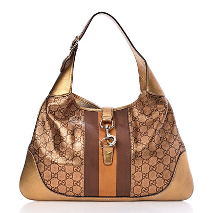 Gucci Metallic Guccissima Jackie O Bouvier Web Hobo 2 of 14