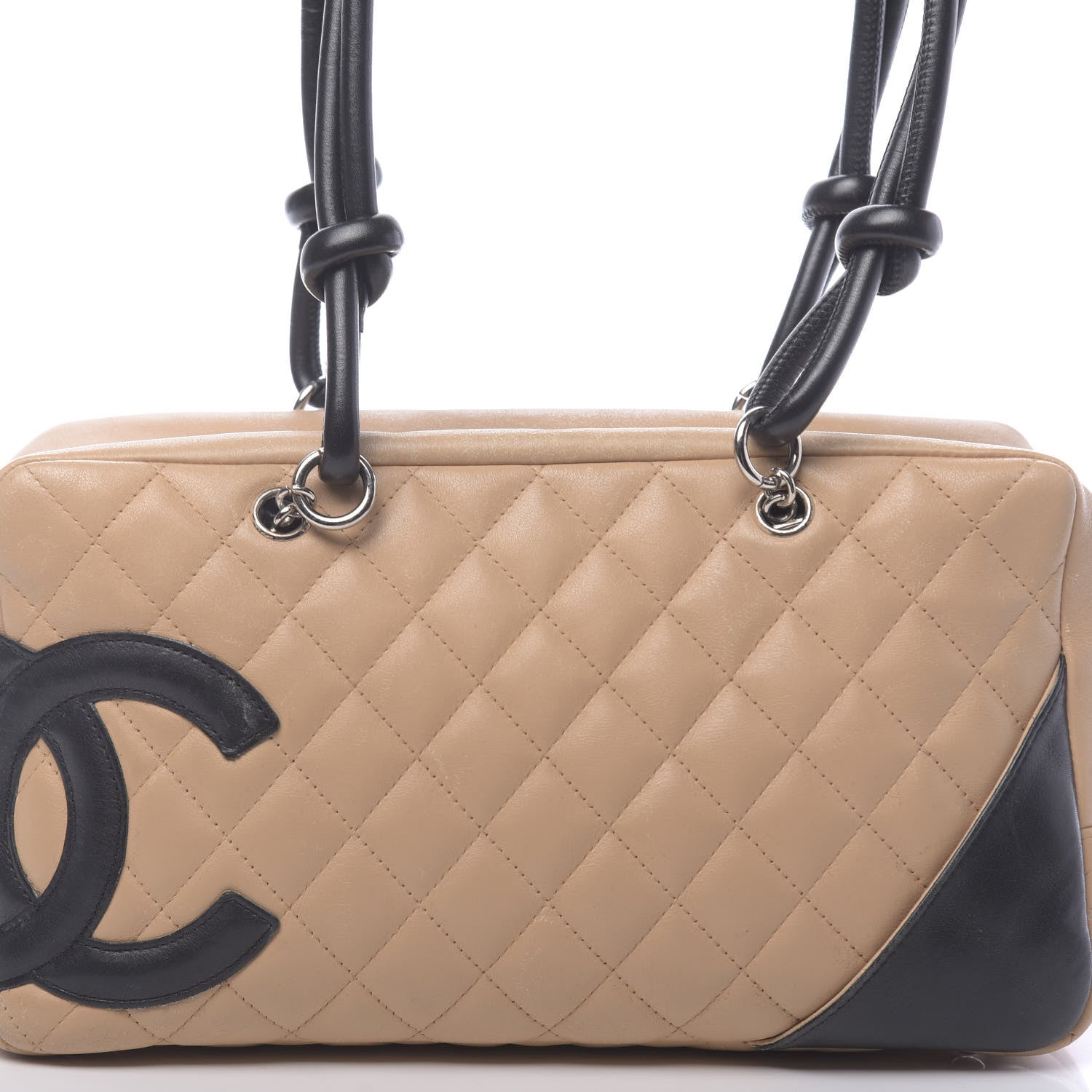 Chanel Calfskin Quilted Large Cambon Bowler Beige Black 18 of 18