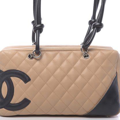 Chanel Calfskin Quilted Large Cambon Bowler Beige Black 18 of 18