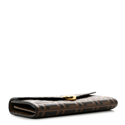 Fendi Vitello Soft F is Fendi Bi-Color FF 1974 Embossed Continental Envelope Wallet Maya Black 4 of 10