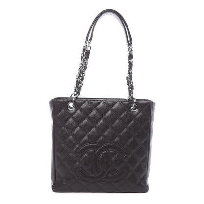 Chanel Caviar Quilted Petit Shopping Tote PST Dark Brown 1 of 11
