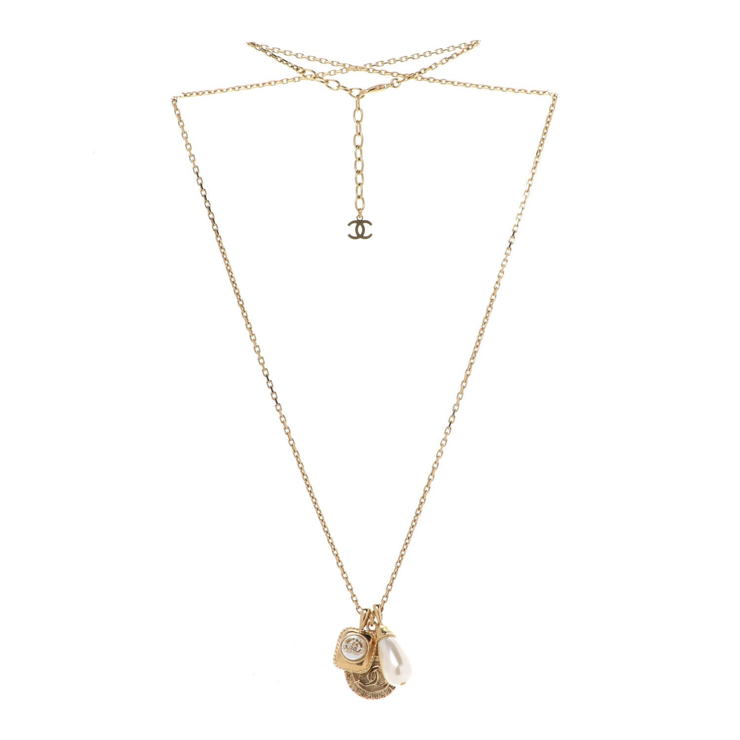 Crystal Pearl Necklace Gold